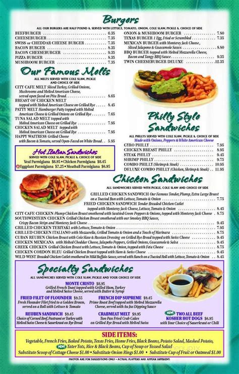 City Cafe Menu With Prices